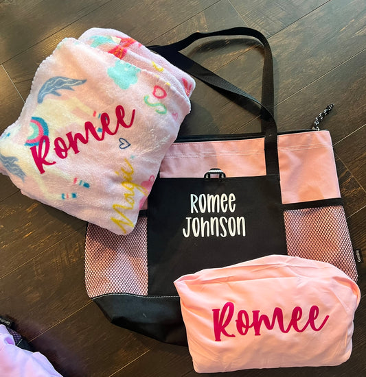 Personalized blanket, bag, and nap mat cover for childcare