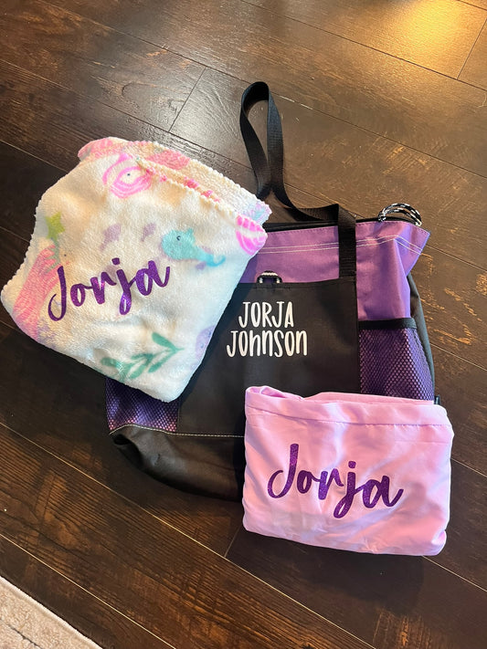 Personalized blanket, bag, and nap mat cover for childcare